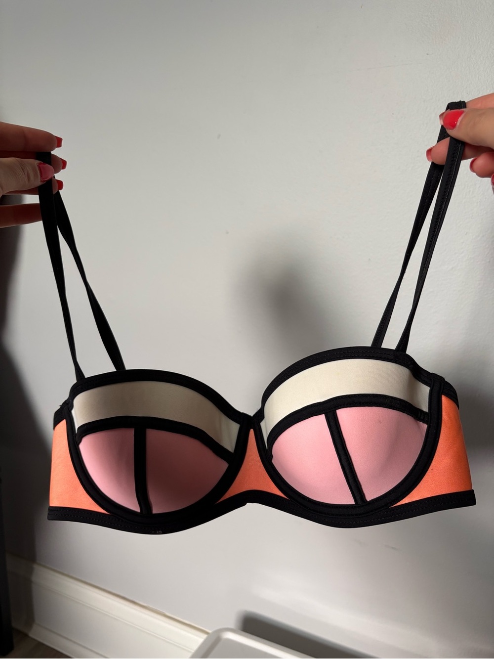 triangl swimwear Pink, Cream & Orange Colorblock Underwire Bikini Top